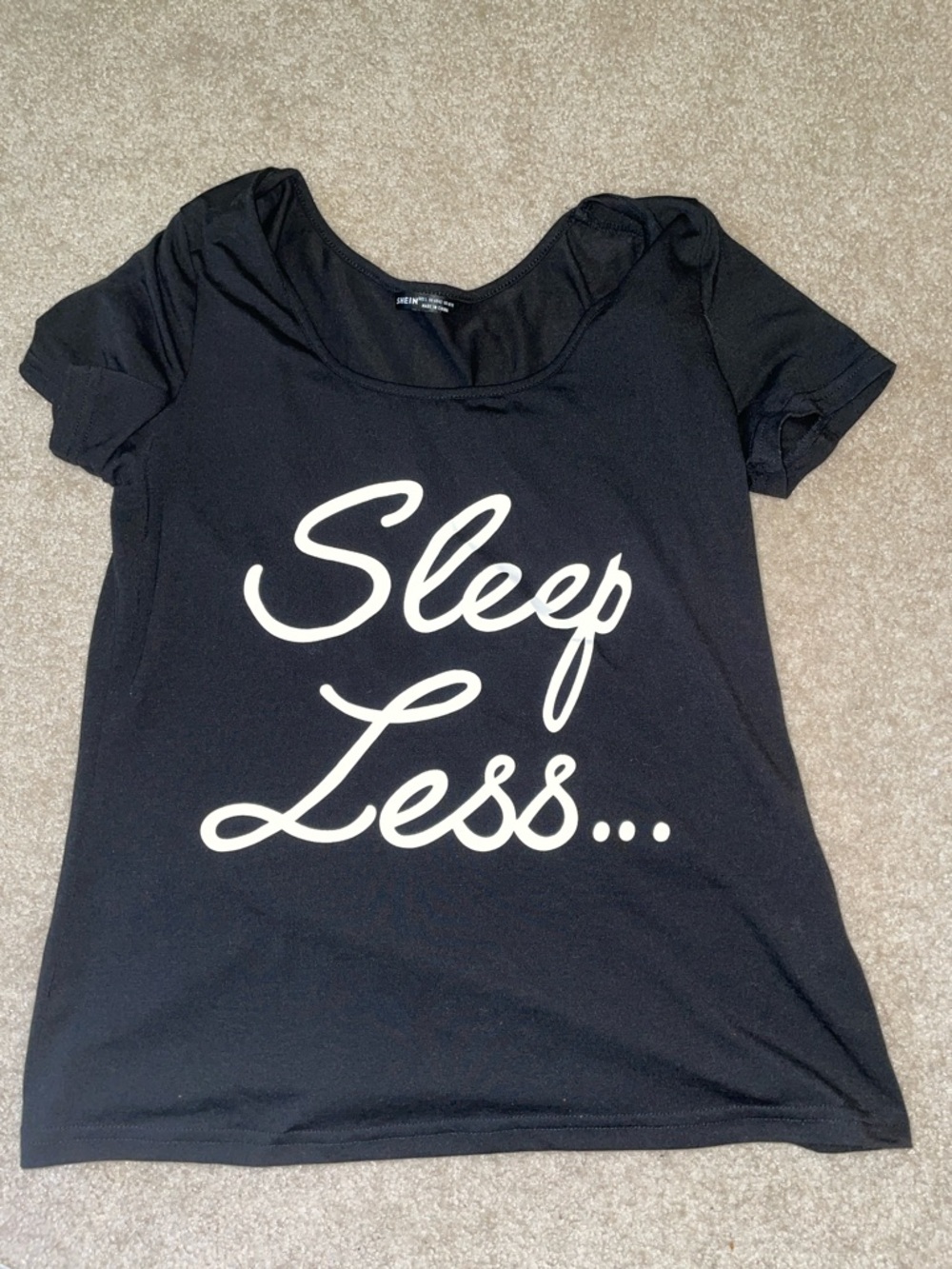 SHEIN Black 'Sleep Less' Short Sleeve Sleep Tee